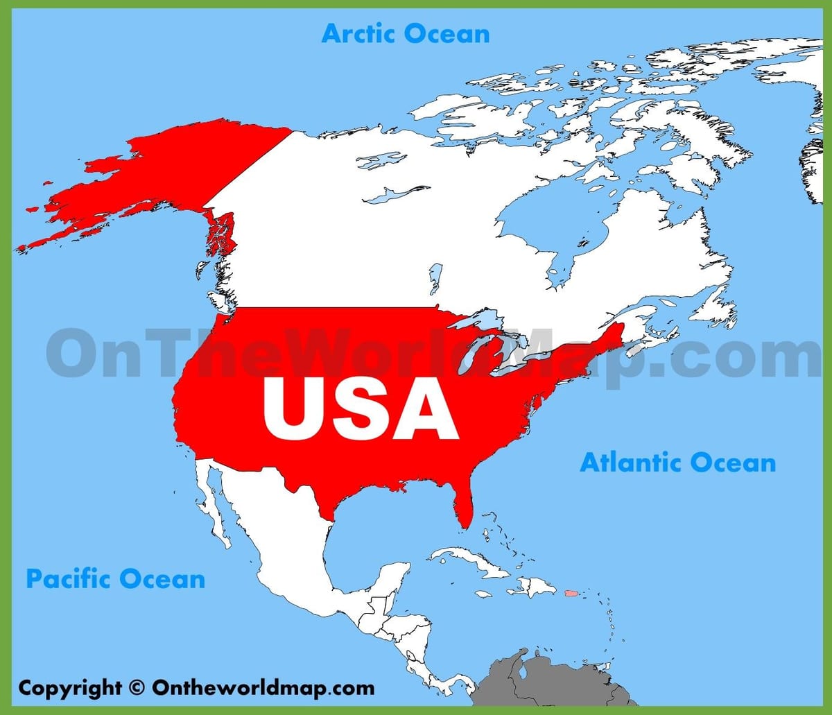 北部的美国地图