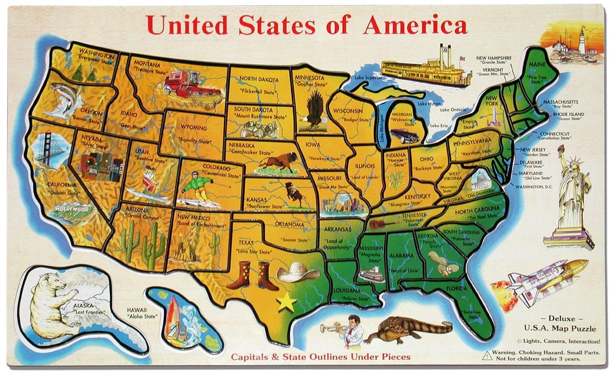 旅行的美国地图