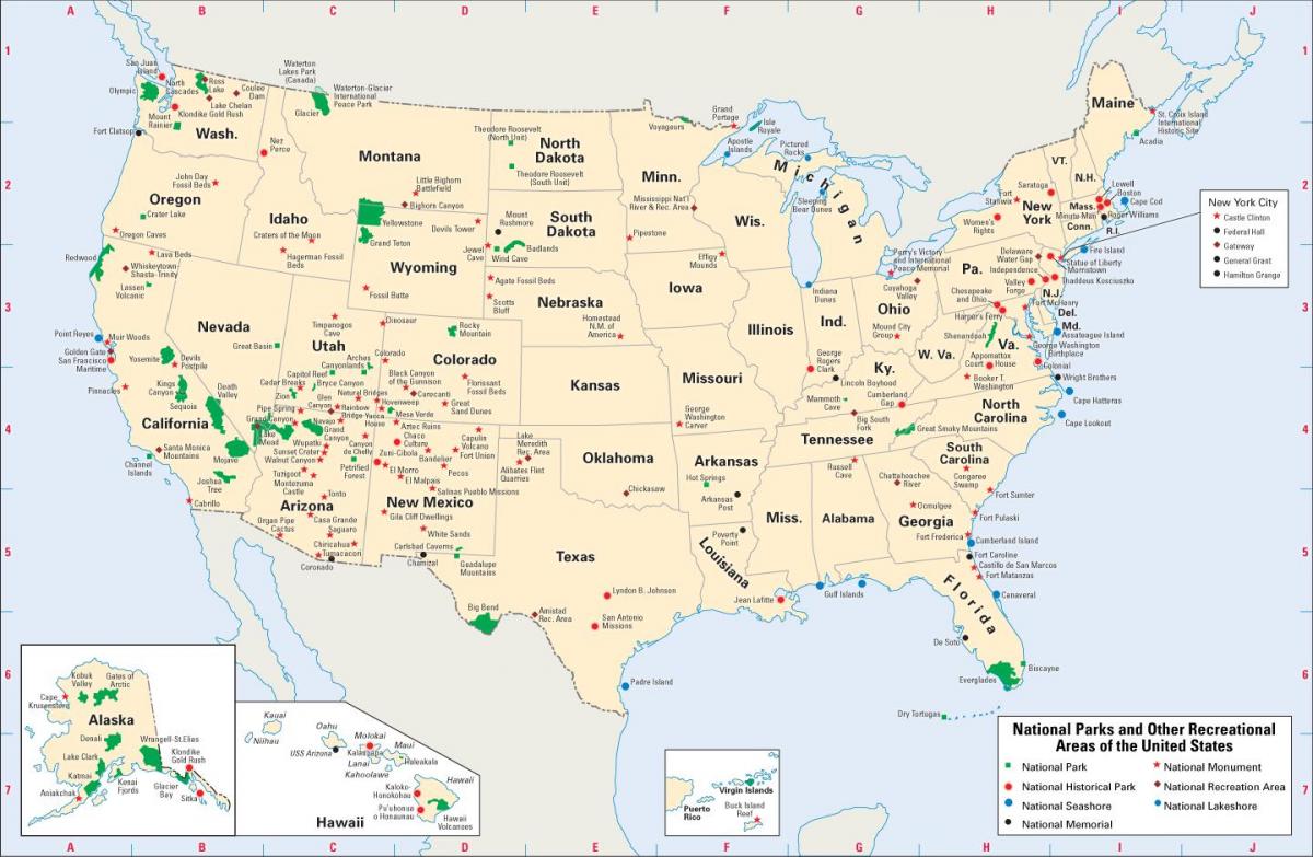 地图国家公园在美国