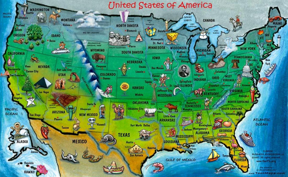 旅游的美国地图