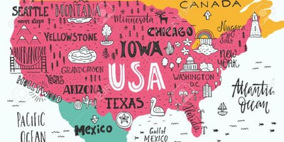美国的旅游景点的地图