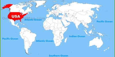 美国在世界地图