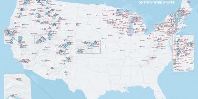 美国的滑雪胜地的地图